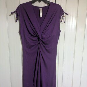 Purple High-Low Twist Front Dress
